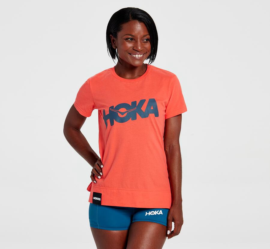 Hoka Womens Tee NZ - Hoka Brand Orange (GAI704256)